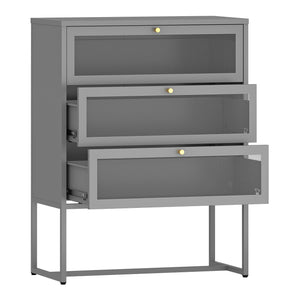 Commode Sund acier 105 x 80 x 40 cm gris [en.casa]