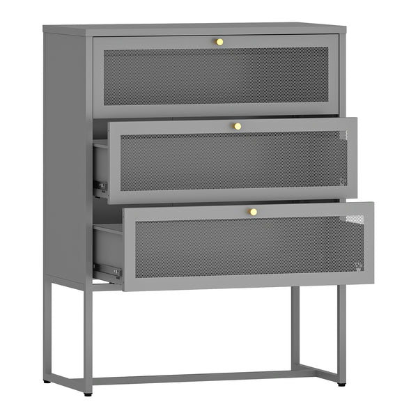 Commode Sund acier 105 x 80 x 40 cm gris [en.casa]