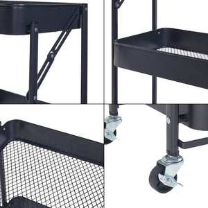 Chariot roulant Vörå à 3 niveaux 88x45x30cm Noir [en.casa]