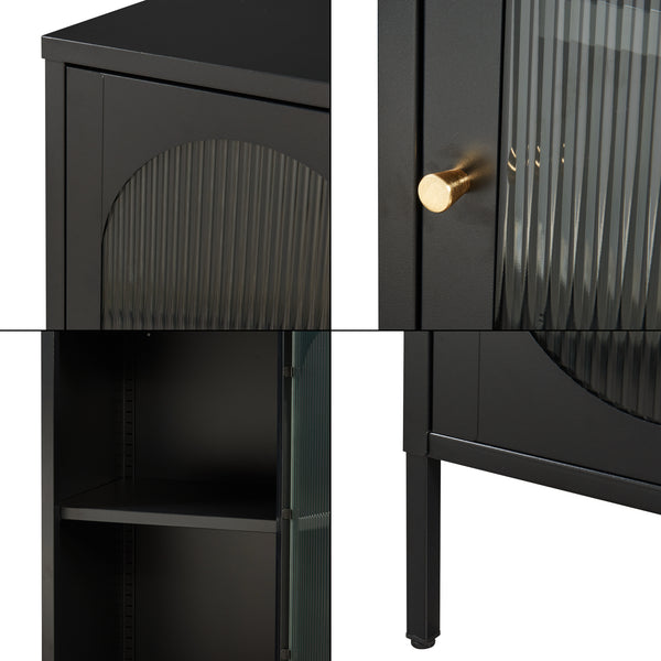 Armoire d'appoint Karlskrona 102x43x40 cm Noir, mat [en.casa]
