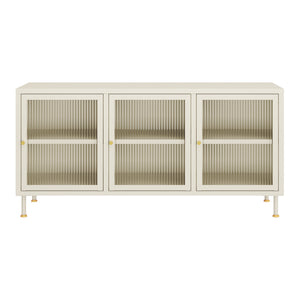 Meuble TV Lindau Acier 120x40x59 cm Crème blanc [en.casa]