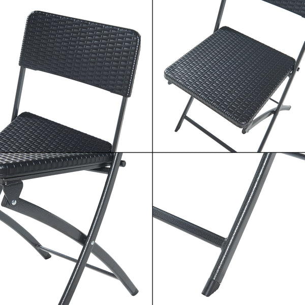 Ensemble de chaises pliantes Mark 2 pcs, aspect rotin, noir [en.casa]