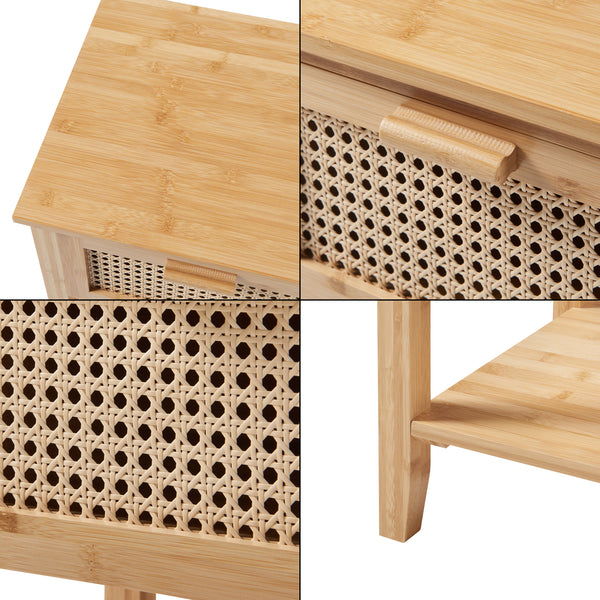 Table de chevet Leirfjord 60x40x35 cm Bambou Naturel [en.casa]