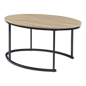 Lot de 2 tables basses gigognes Niederlande de tailles différentes noir effet chêne [en.casa]