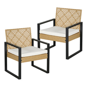 Salon de jardin 4 pièces Calciano aspect rotin beige noir naturel casa.pro