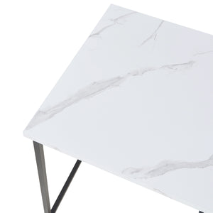 Table de salle à manger Trollhättan 3 pièces, aspect marbre, blanc [en.casa]