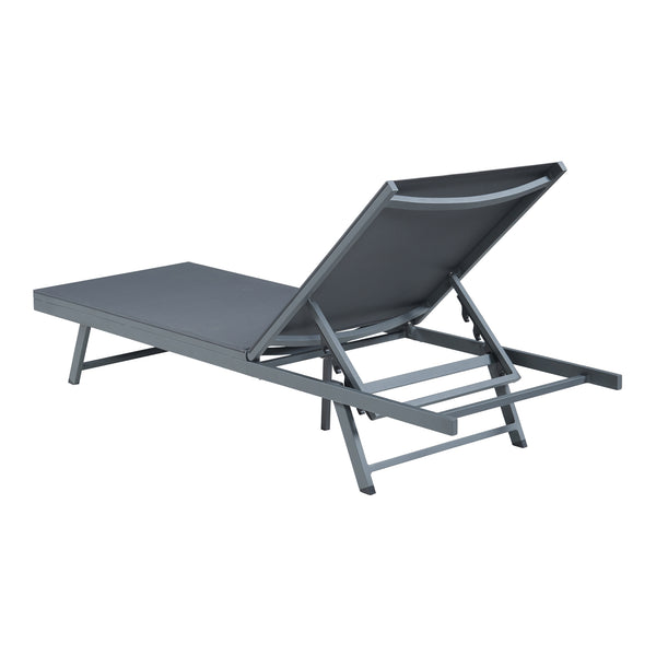 Chaise longue Baragiano avec table d'appoint anthracite gris foncé casa.pro