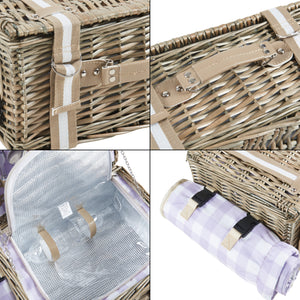 Panier de pique-nique Bisceglie violet blanc naturel casa.pro