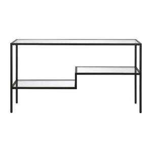 Console Videnel avec plateau en verre 120x30x76 cm Noir [en.casa]