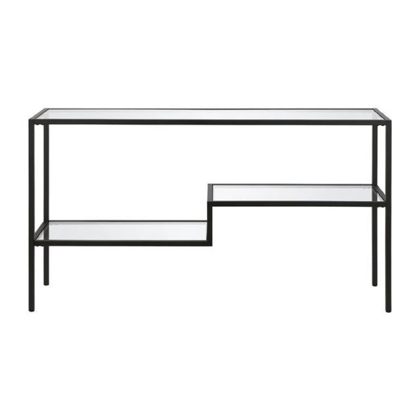 Console Videnel avec plateau en verre 120x30x76 cm Noir [en.casa]