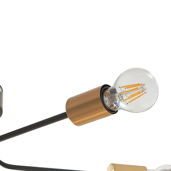 Plafonnier Benfleet 5 x E27 Noir/Coloris laiton [lux.pro]