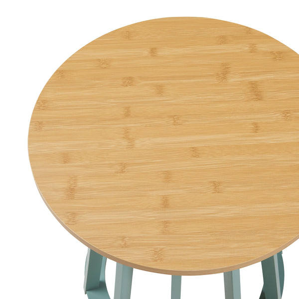 Table d'appoint Lensuu 48xØ48 cm Vert pastel/Chêne [en.casa]