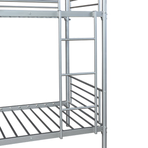 Lit superposé en métal Soppsar avec 2 matelas 200x90 cm Argent [en.casa]