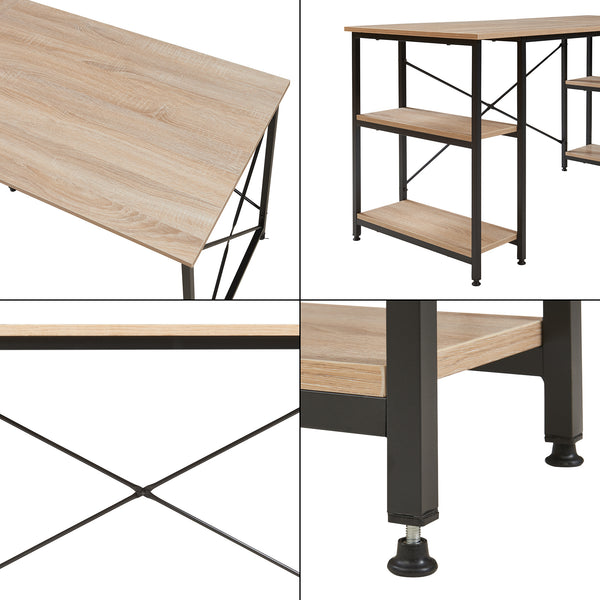 Bureau Klirurud 150 x 150 x 75 cm effet chêne noir [en.casa] 