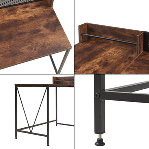 Bureau Frelvepirg avec panneau arrière en L 165x110x75 cm aspect noyer [en.casa]