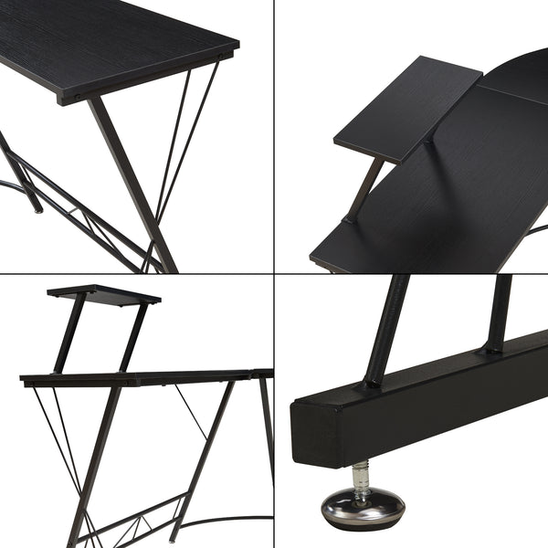 Bureau Yremso avec plateau surélevé 122 x 122 x 98 cm noir [en.casa] 
