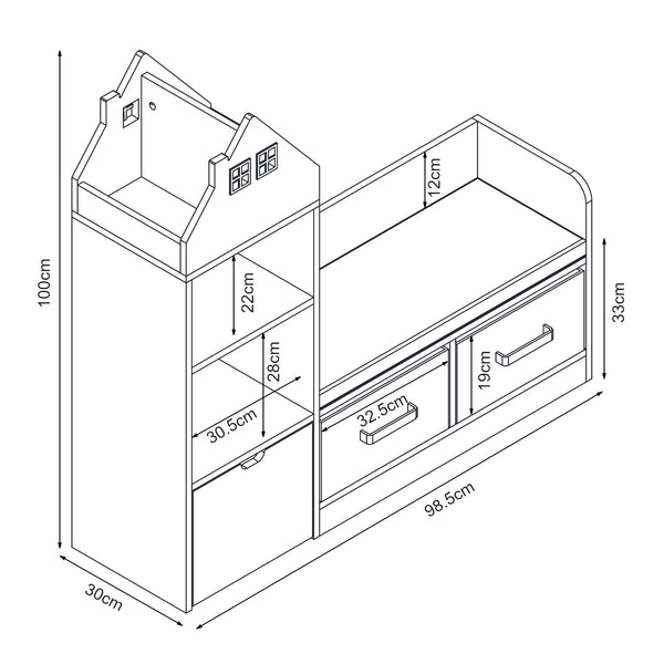 Banquette enfant avec étagère Vipsali [en.casa]