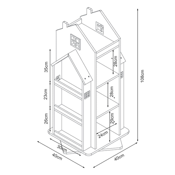 Drehbares Kinderregal Vipsali 108x40x40 cm Mintgrün/Weiß [en.casa]