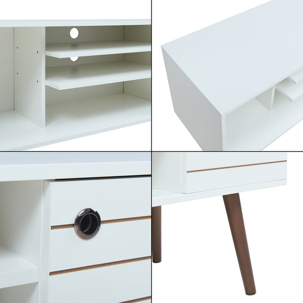 Meuble TV Vare 130x40x66 cm Blanc [en.casa]