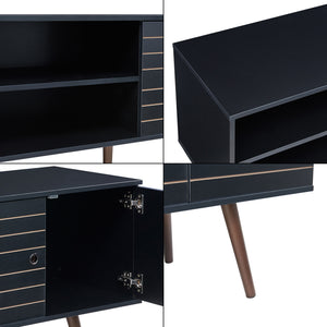 Meuble TV Vare 160 x 40 x 66 cm noir [en.casa] 