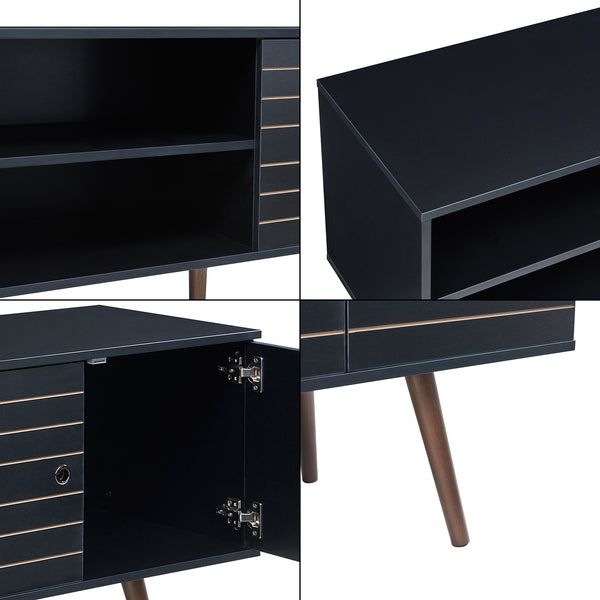 Meuble TV Vare 160 x 40 x 66 cm noir [en.casa] 