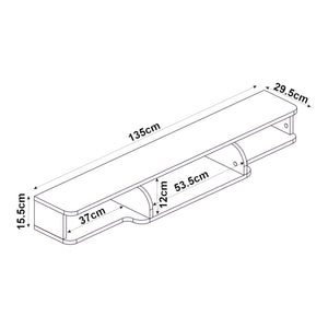 Meuble TV bas suspendu Aar 135x30x16 cm Blanc [en.casa]