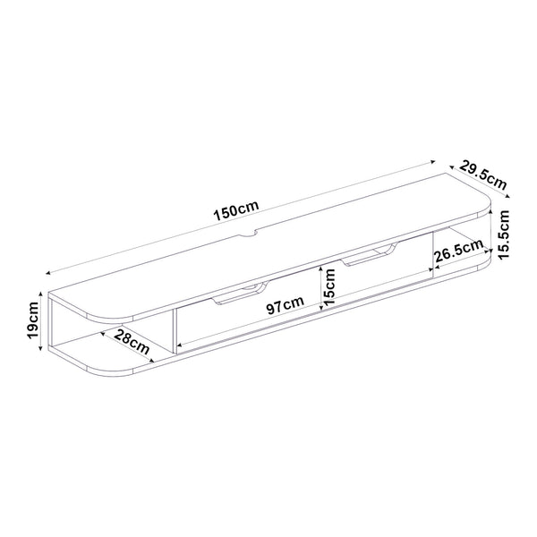 Meuble TV suspendu Karjali 150x30x19 cm aspect chêne [en.casa]