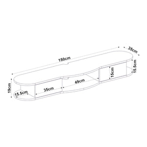 Meuble TV suspendu Nyskiri 150x35x19 cm Anthracite/Aspect chêne [en.casa]