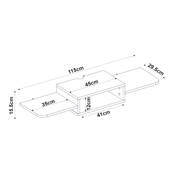 Meuble TV bas suspendu Tar 115x30x16 cm Blanc [en.casa]