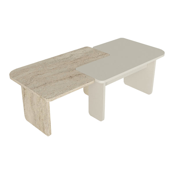 Table basse Boneksbelt 2 pcs. Couleurs grès et travertin [en.casa]