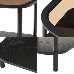 Table d'appoint Latama avec plateau en verre 51x51x45 cm Noir/verre bronze [en.casa]