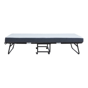 Lit pliant avec matelas à mémoire de forme Borjavle 90 x 200 cm noir gris blanc [en.casa]