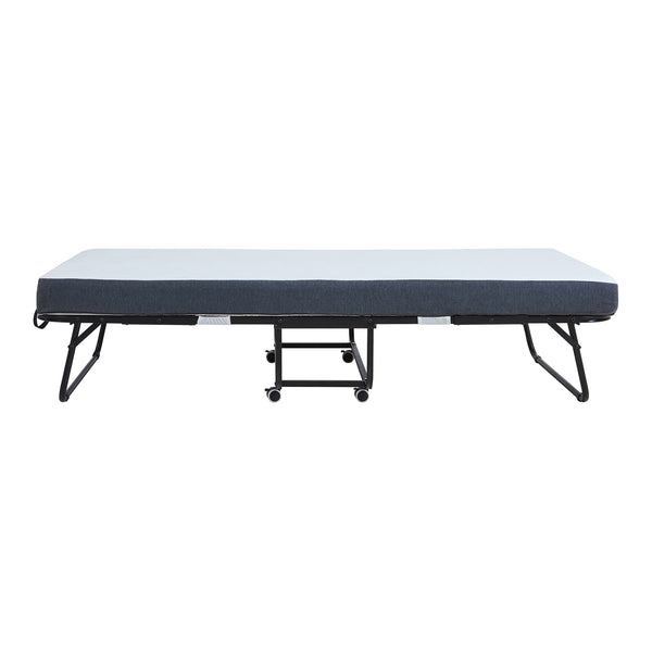 Lit pliant avec matelas à mémoire de forme Borjavle 90 x 200 cm noir gris blanc [en.casa]