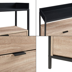 Range-chaussures Belana avec 2 abattants 116x60x24 cm Noir/Aspect chêne [en.casa]