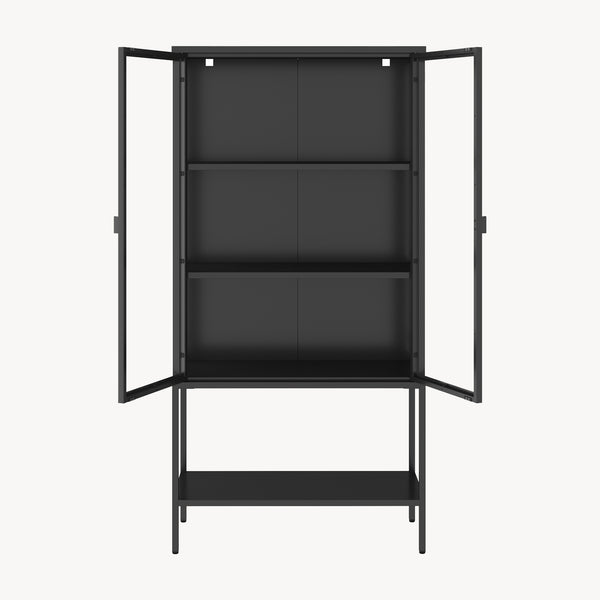 Vitrine Borshavisa en acier 2 portes 160x80x35 cm Noir [en.casa]