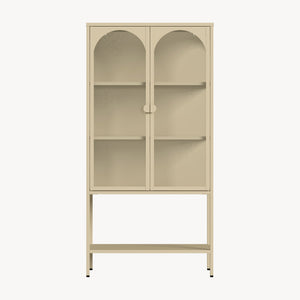 Armoire vitrine Klippestad acier verre trempé 160 x 80 x 35 cm camel [en.casa]