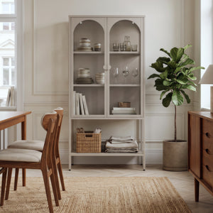 Armoire vitrine Klippestad acier verre trempé 160 x 80 x 35 cm camel [en.casa]