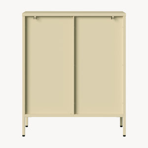 Buffet haut Klippestad acier verre trempé 95 x 80 x 35 cm camel [en.casa]