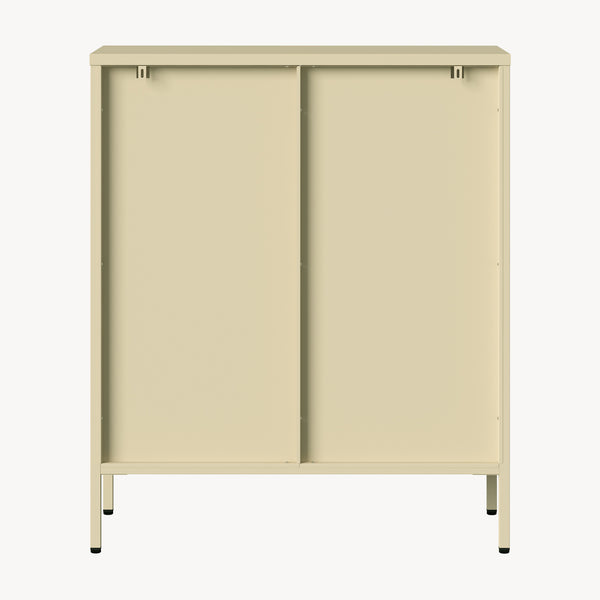 Buffet haut Klippestad acier verre trempé 95 x 80 x 35 cm camel [en.casa]