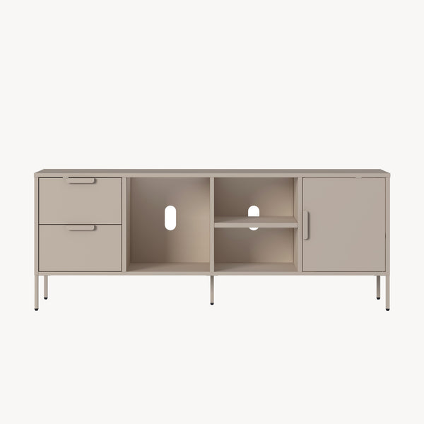 Meuble TV Kliri acier 150 x 35 x 58 cm camel [en.casa]