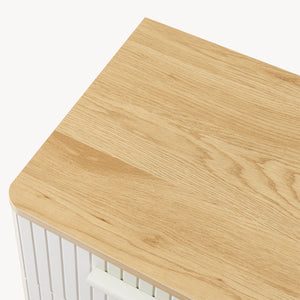 Table de chevet Ferrersp avec 2 tiroirs 50x40x40 cm aspect chêne / couleur sable [en.casa]