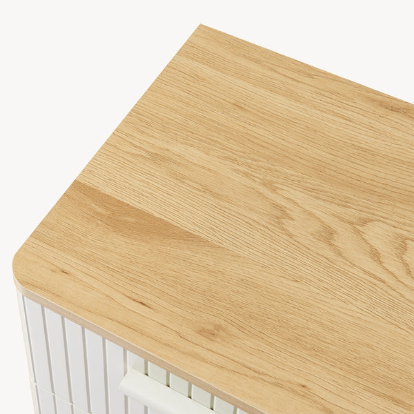 Table de chevet Ferrersp avec 2 tiroirs 50x40x40 cm aspect chêne / couleur sable [en.casa]