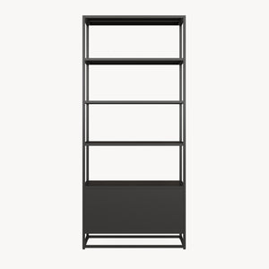 Bibliothèque avec armoire Hailuoto 80 x 40 x 180 cm acier noir mat [en.casa]