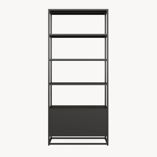 Bibliothèque avec armoire Hailuoto 80 x 40 x 180 cm acier noir mat [en.casa]