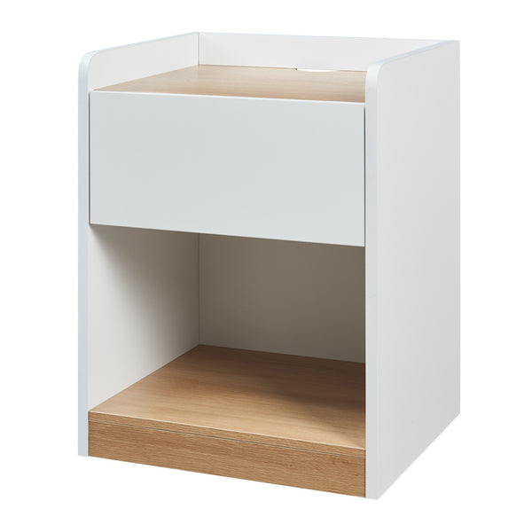Table de chevet Kuorshare 55x42x37 cm Blanc/Aspect chêne [en.casa]