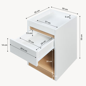 Table de chevet Lure 55x30x35 cm Blanc/Aspect chêne [en.casa]