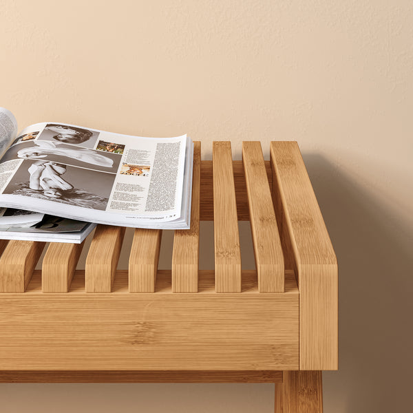 Banc à chaussures Lasdarvoo 120 x 35 x 45 cm bambou naturel [en.casa]