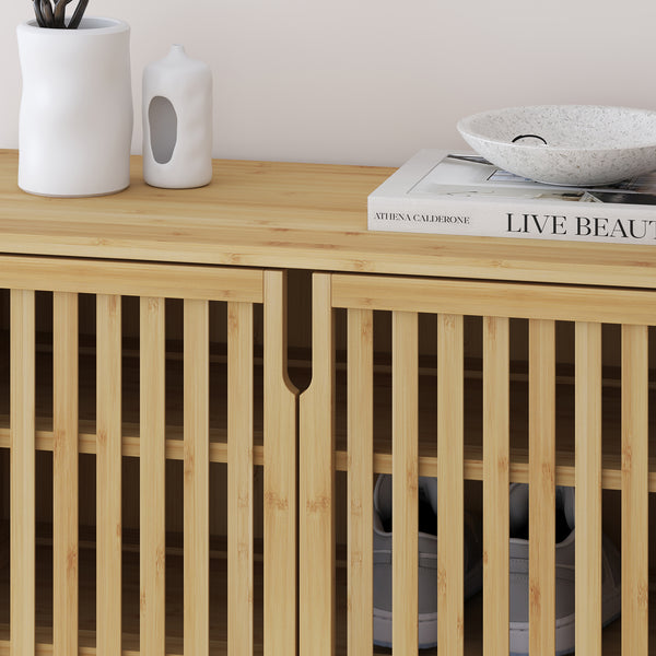 Armoire à chaussures Sirgerg 91x72x35 cm Bambou Naturel [en.casa]