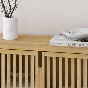 Armoire d'appoint Sirgerg 77 x 72 x 33 cm bambou naturel [en.casa] 