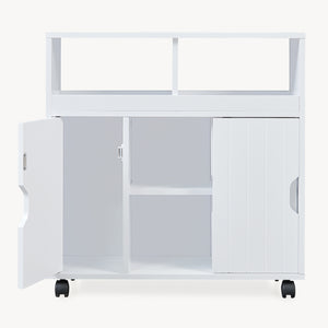 Armoire d'appoint sur roulettes Fadeskimma 72x70x20 cm Blanc [en.casa]